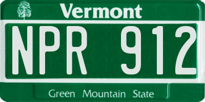 VT license plate NPR912