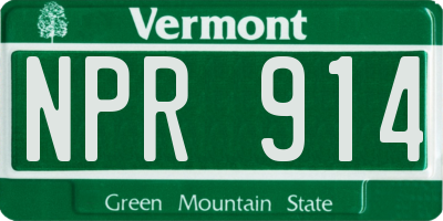 VT license plate NPR914