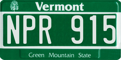 VT license plate NPR915