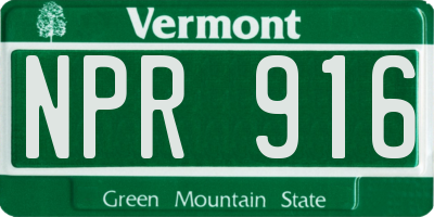 VT license plate NPR916