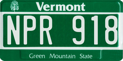 VT license plate NPR918