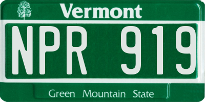 VT license plate NPR919