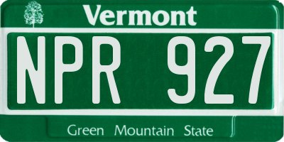 VT license plate NPR927