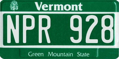 VT license plate NPR928