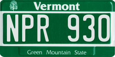 VT license plate NPR930