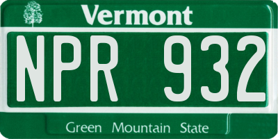 VT license plate NPR932