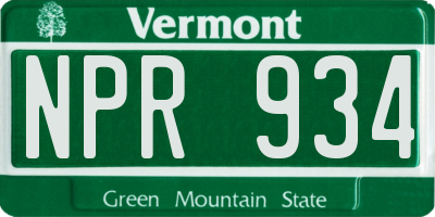 VT license plate NPR934