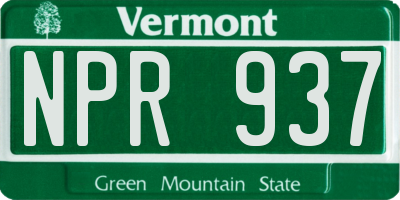 VT license plate NPR937