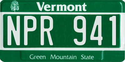 VT license plate NPR941