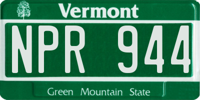 VT license plate NPR944