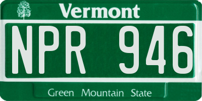 VT license plate NPR946