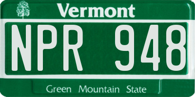 VT license plate NPR948