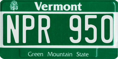 VT license plate NPR950