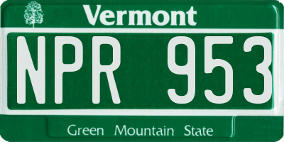 VT license plate NPR953