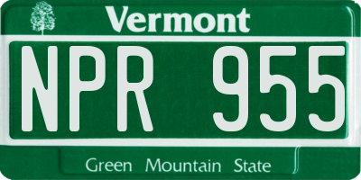 VT license plate NPR955