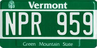 VT license plate NPR959