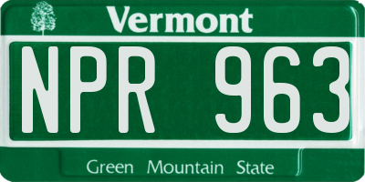 VT license plate NPR963