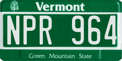 VT license plate NPR964