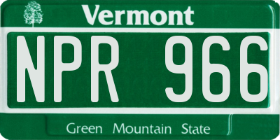 VT license plate NPR966