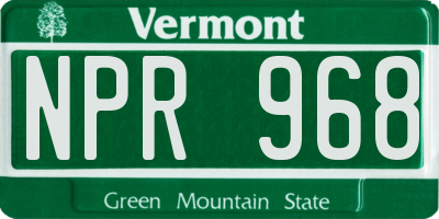 VT license plate NPR968