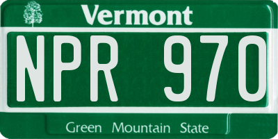 VT license plate NPR970