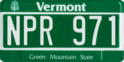 VT license plate NPR971