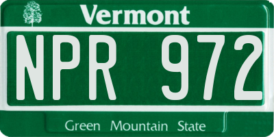 VT license plate NPR972