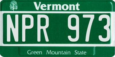 VT license plate NPR973
