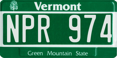 VT license plate NPR974