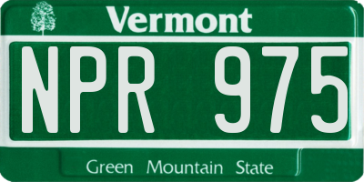 VT license plate NPR975