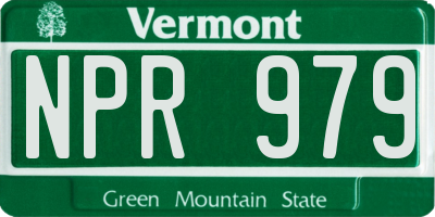 VT license plate NPR979