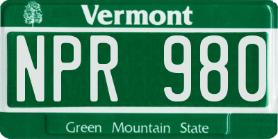 VT license plate NPR980