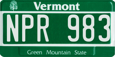 VT license plate NPR983