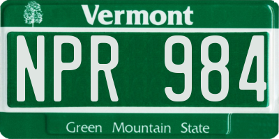 VT license plate NPR984