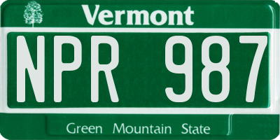VT license plate NPR987