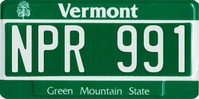 VT license plate NPR991