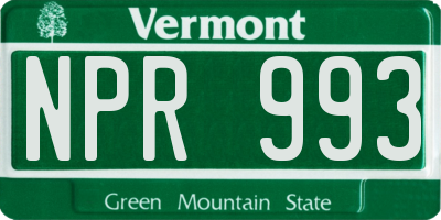 VT license plate NPR993