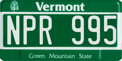 VT license plate NPR995