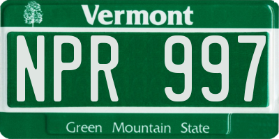 VT license plate NPR997