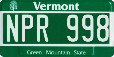 VT license plate NPR998