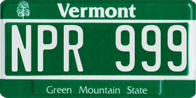 VT license plate NPR999