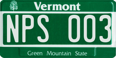 VT license plate NPS003
