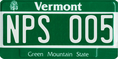 VT license plate NPS005