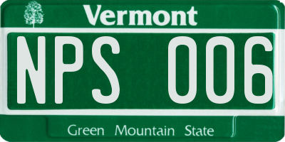 VT license plate NPS006