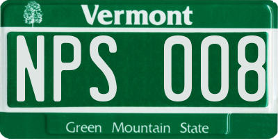 VT license plate NPS008