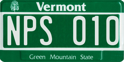VT license plate NPS010