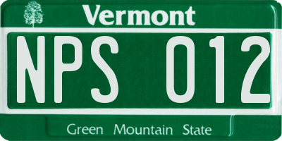 VT license plate NPS012
