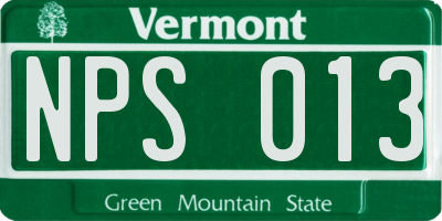VT license plate NPS013