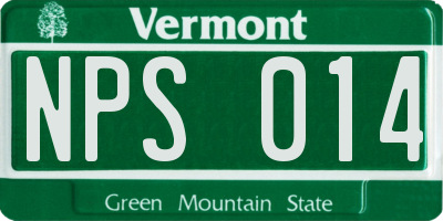 VT license plate NPS014