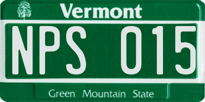 VT license plate NPS015